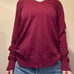 Banana Republic wool Women's Burgundy V-Neck Sweater